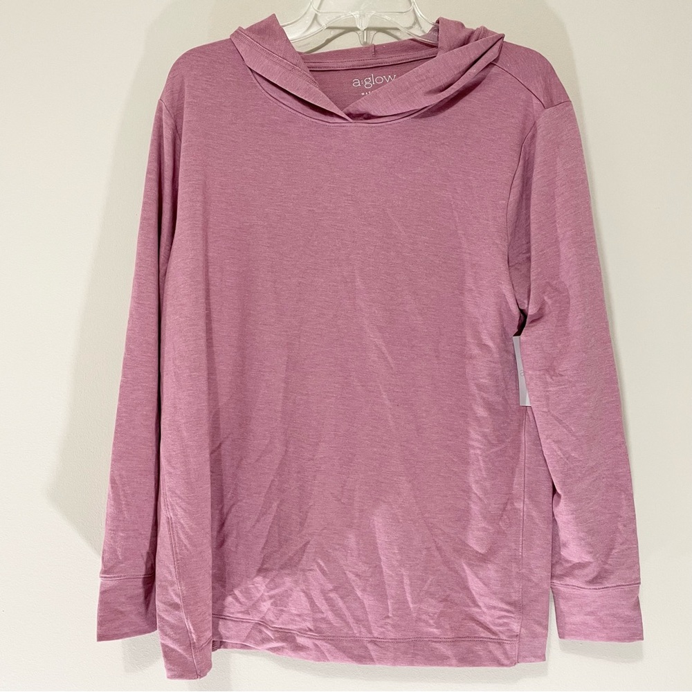 NWT Aglow Maternity Pink Hooded Nursing Pullover Size M
